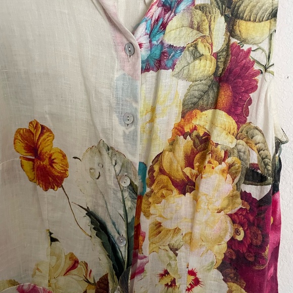 Alembika floral linen midi dress button tie - Picture 4 of 7